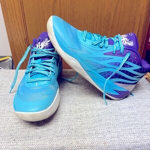 Puma MB Blue & Purple Mid Queen City Melo Ball Sneakers.
